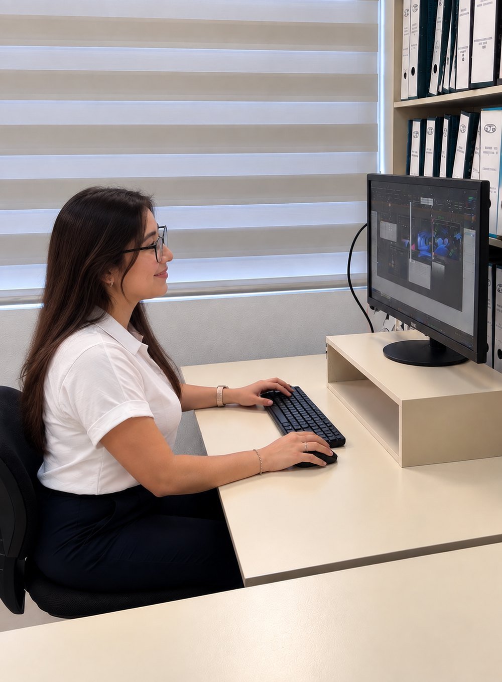 Analista de ACA Contadores revisando información financiera de tu empresa